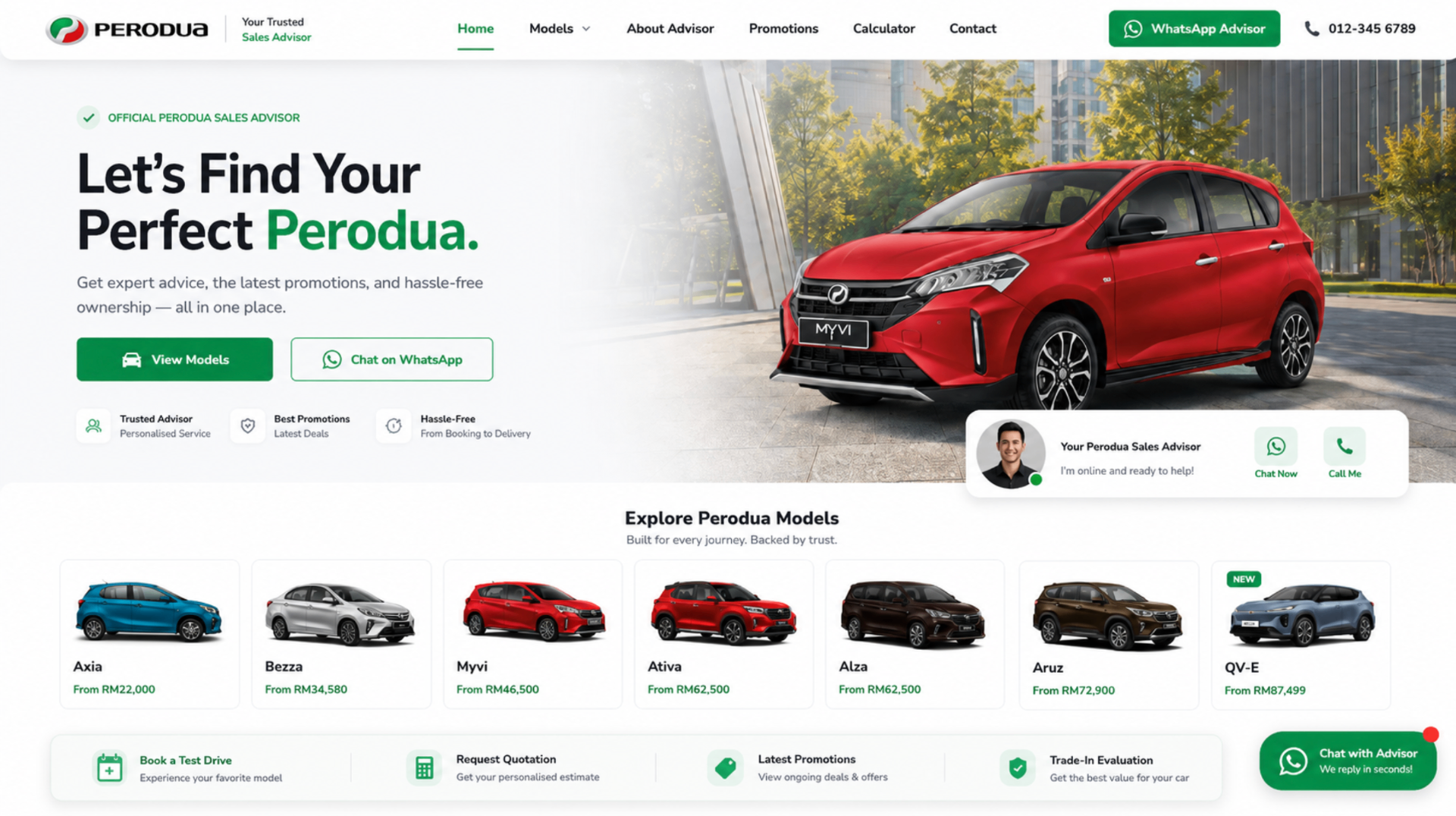 Perodua website demo concept preview by AutoX.my